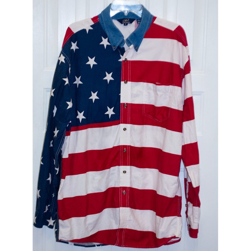 Roper Patriotic Stars & Stripes American Flag 4th of July Button Down Shirt